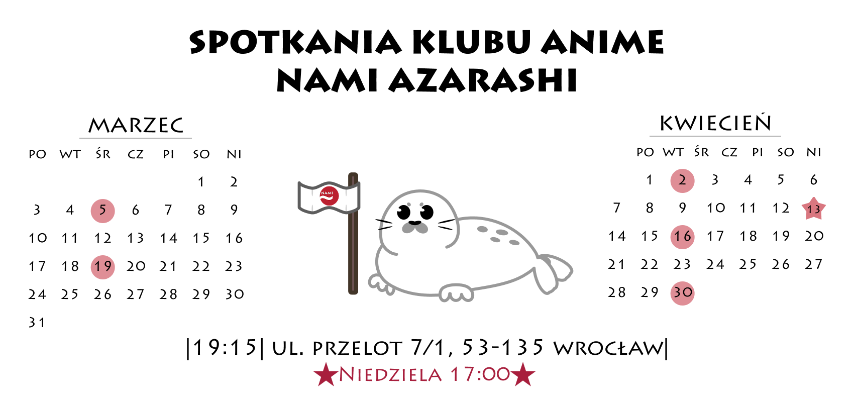 Kalendarz spotkań klubu na dwa miesiące